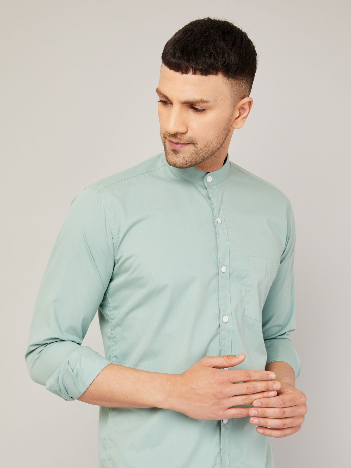 Mandarin collar shirt